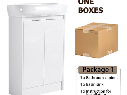 Freestanding Bathroom Vanity With Sink And Storage Rack, Soft Close Doors Base With Basin