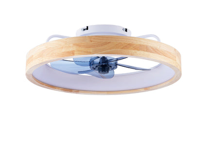 Ceiling Fans With Lights And Remote, 3000 - 6500K Dimmable Flush Mount LED Fan Light, 6 Speeds, Quiet DC Motor For Living Room - Matte White / Natural Wood