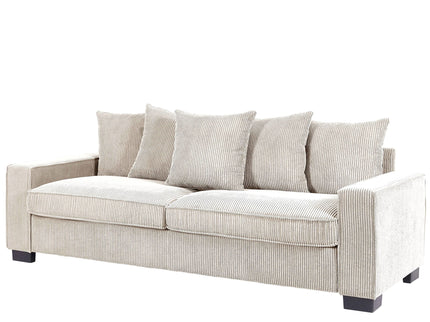 Luxe Sofa With 5 Matching Toss Pillows, Sleek Design, Spacious And Comfortable 3 Seater Couch