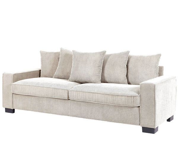 Luxe Sofa With 5 Matching Toss Pillows, Sleek Design, Spacious And Comfortable 3 Seater Couch