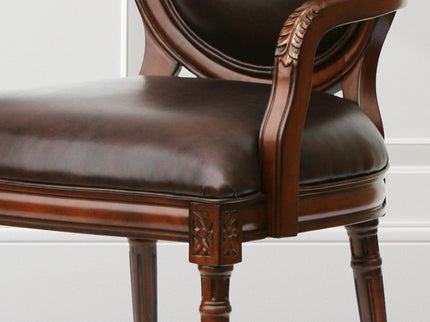 Benard - Oval Back Chair With Floral Carvings - Brown
