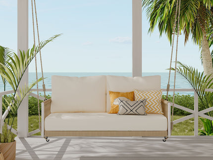 Outdoor Swing Sofa With Soft Cushions For Patio - Beige