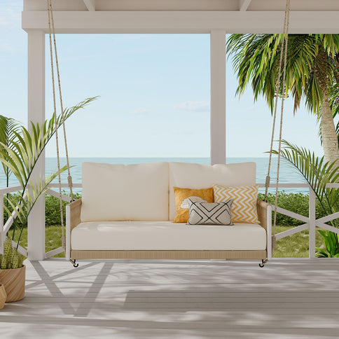 Outdoor Swing Sofa With Soft Cushions For Patio - Beige
