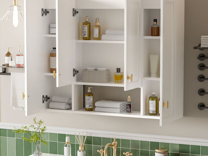 30" Bathroom Cabinet With 5 Adjustable Shelves, Wall Mounted Medicine Cabinet - White