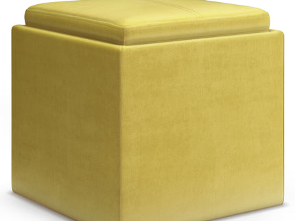 Rockwood - Upholstered Cube Storage Ottoman With Tray