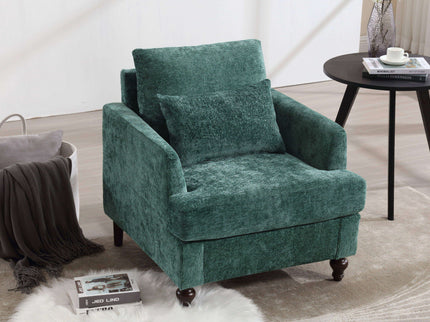 Modern Mid Century Wood Frame Armchair With Tufted Design