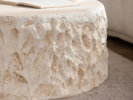Round Coffee Table & Smooth Texture For Living Room - Light Beige