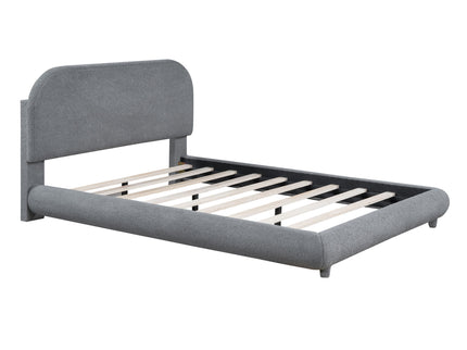 Upholstered Platform Bed With Thick Solid Frame And Stylish Curve-Shaped Design
