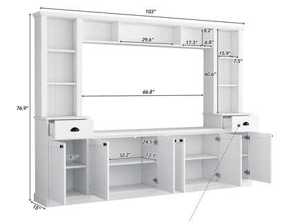 Minimalist Entertainment Wall Unit Set With Bridge For TVs Up To 75"