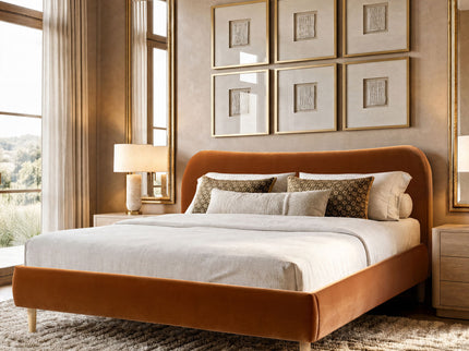 Roman - Curved Headboard Upholstered Platform Bed