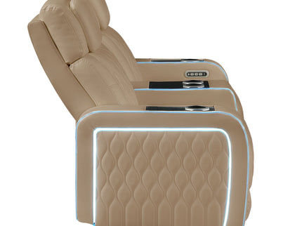Electra - Power Reclining Sofa With Power Headrests, Drop Down Table, Reading Light, Massage, LED Lighting And USB Control
