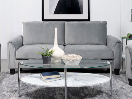 Dixon - Upholstered Sofa With Rounded Arms And Texture - Gray