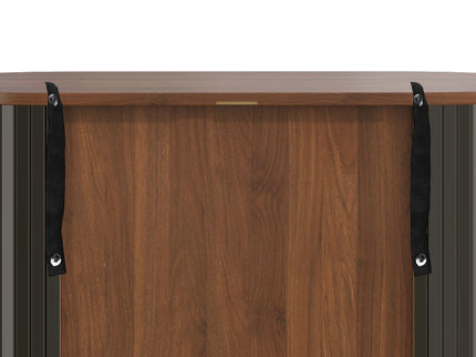 Fluted Wine Bar Cabinet With 8 Grid Wine Rack, 5 Level Adjustable Shelves, 2 Glass Holders