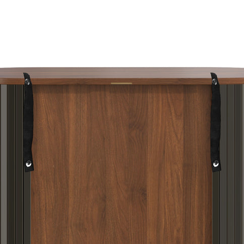 Fluted Wine Bar Cabinet With 8 Grid Wine Rack, 5 Level Adjustable Shelves, 2 Glass Holders