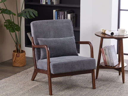 Accent Chair With Pillow And Wood Frame