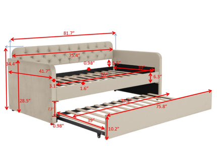 Upholstered Daybed With Trundle And USB Charging Design
