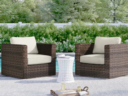 Outdoor Chairs Set With Cushions - Brown Mix