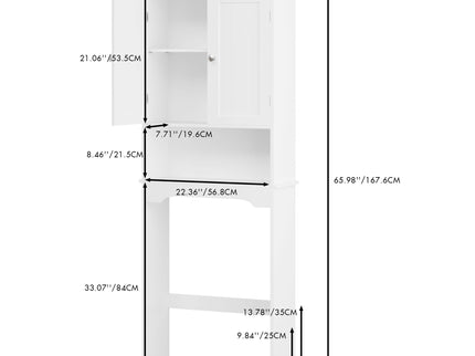 Over The Toilet Storage Cabinet, Bathroom Space Saver With Adjustable Shelf - White