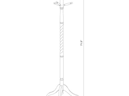 Coat Rack With Post Traditional Entryway Organizer With 6 Hooks - Brown