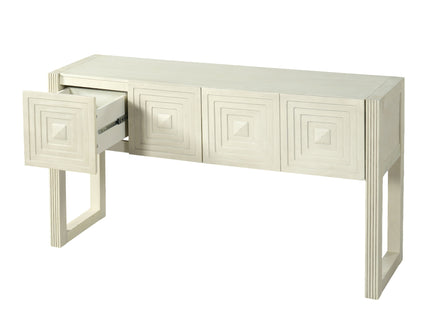 Geometric Carved Console Table With 3 Soft Close Drawers