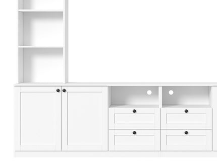 Farmhouse Elegant Entertainment Center Wall Unit With 4 Drawers