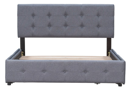 Upholstered Platform Bed With Classic Headboard And Drawers, No Box Spring Needed
