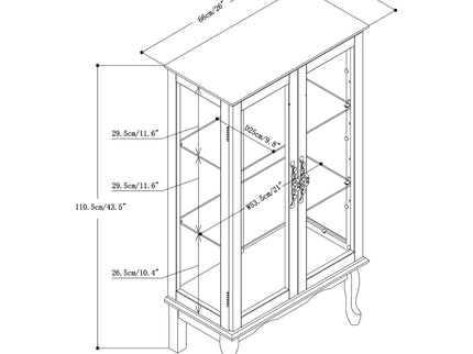Curio Cabinet Lighted Curio Diapaly Cabinet With Adjustable Shelves And Mirrored Back Panel, Tempered Glass Doors (3 Tier), (E26 Light Bulb Not Included)