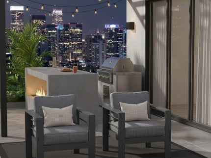 Patio Armchairs With Thick Cushions, All Weather (Set of 2) - Gray / Gray