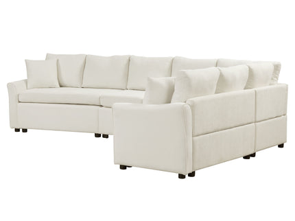 L-Shaped Sofa Convertible Sofa Bed Pull Out Sofa Sleeper With Two Back Pillows, Two USB Ports And Two Power Sockets For Living Room