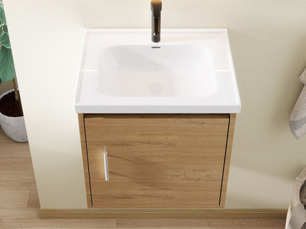 Floating Bathroom Vanity Combo, Wall Mounted Cabinet With Sink & Soft Close Doors For Small Bathrooms