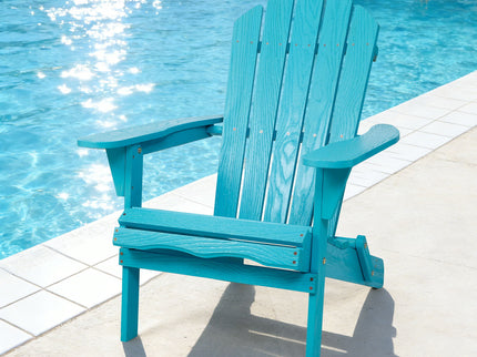 Outdoor Folding Adirondack Chair Patio With Natural Grain Texture - Turquoise Blue