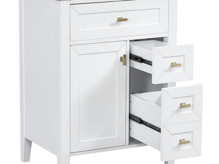 Bathroom Vanity With Sink, 3 Drawers & Cabinet With 2 Tier Door Storage Rack, Soft Close Doors & Drawers