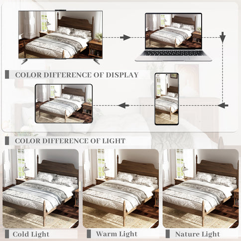 Retro 4 Poster Platform Bed Frame With Curved Tall Headboard