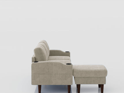 3 Seater Convertible Combination L Shaped Sofa With Footstools With Storage