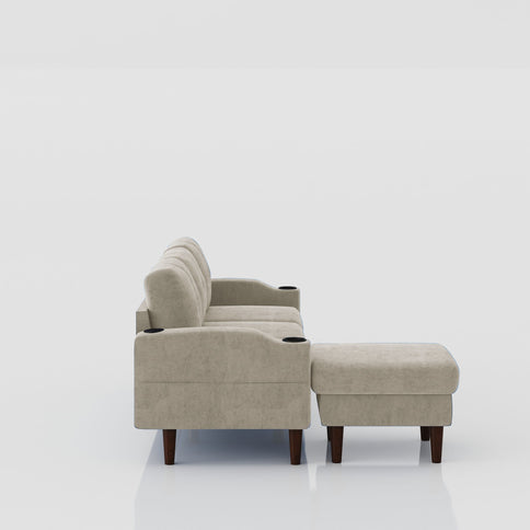 3 Seater Convertible Combination L Shaped Sofa With Footstools With Storage