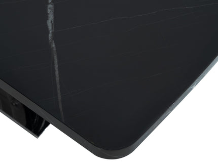 Modern Rectangle Dining Table With Stretchable Top, Storage Cabinet