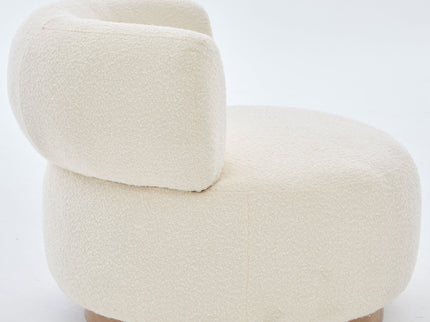 Swivel Accent Chair With Curved Backrest For Home Decor - Beige