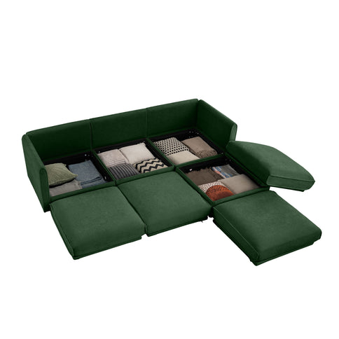Contemporary Elegant Sofa With Storage And Ottoman