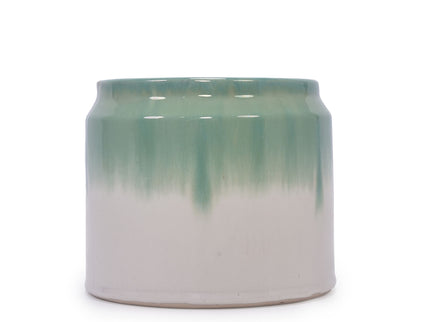 Gradient Flowerpot (Set of 2), Planter For Patio, Garden, Windowsill - White / Green