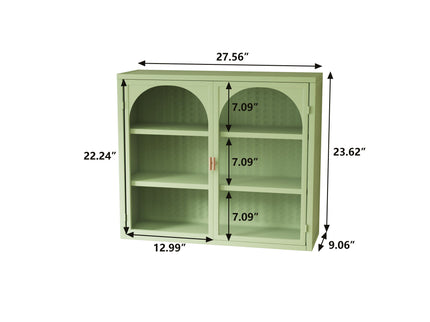 2 Door Wall Cabinet With 3 Tier Storage - Green