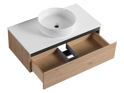 Wall Mounted Bathroom Vanity With Art Sink & 1 Soft Close Drawer