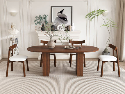 Oval Dining Table Set For 6 With 4 Chairs - Walnut