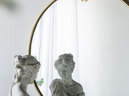 Large Round Wall Mirror With Metal Frame, Circle Accent Mirror For Living Room Bedroom Entryway - Gold