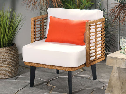 Outdoor Wicker Club Chair With Water Resistant Cushion - Brown