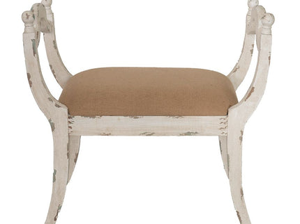 Harlow - Bench, Farmhouse / French Country Style Vanity Chair - Beige / White