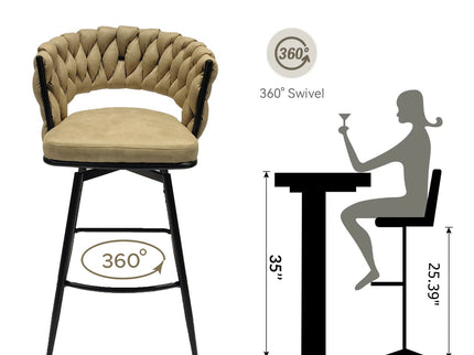 Bar Stool 360 Swivel With Back Footrest