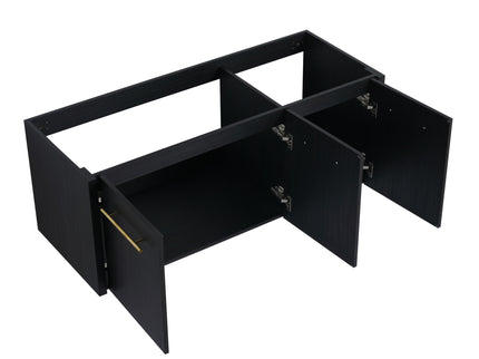 Contemporary 48" Wall Mounted Bathroom Vanity With Resin Sink And Soft Closing Doors And Line - Black Chestnut