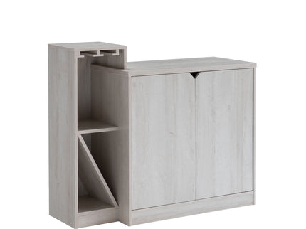 Bar Cabinet, Wine Bottle Storage Display Kitchen Cabinet, Holds 4 Wine Bottles - White Oak