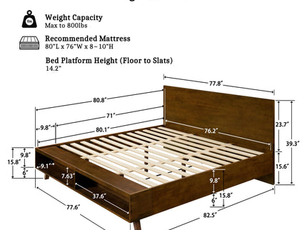 Platform Bed Frame With Footboard Storage