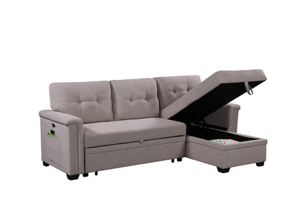 Ashlyn - Reversible Sleeper Sectional Sofa With Storage Chaise, USB Charging Ports And Pocket